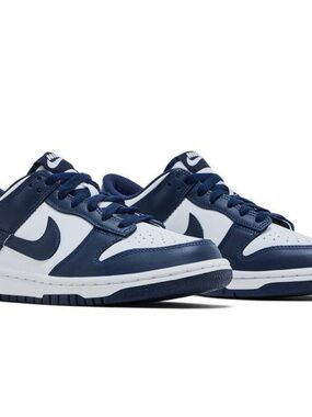 Nike Low-Top Leather Sneakers in White and Navy